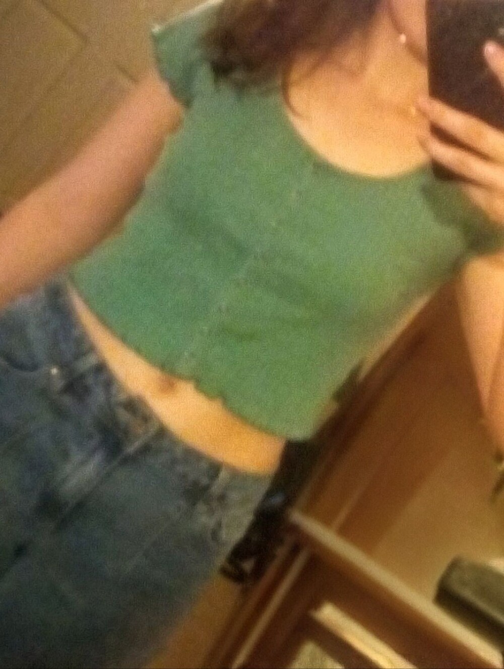 Green Cropped Button up Top - Women
